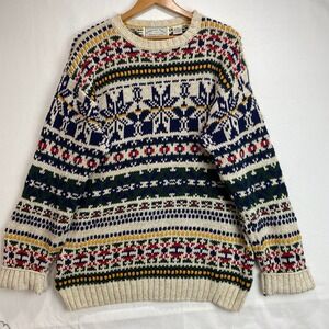 VTG Rare American Eagle Outfitters Fair Isle Sweater Mens Large Multi Snowflake